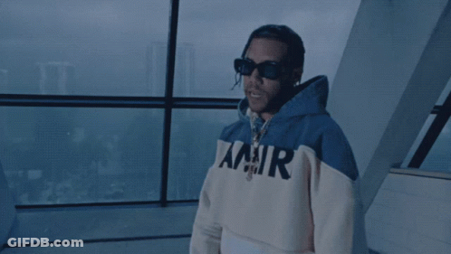 A Man Wearing A Hoodie That Says Amir On The Front GIF