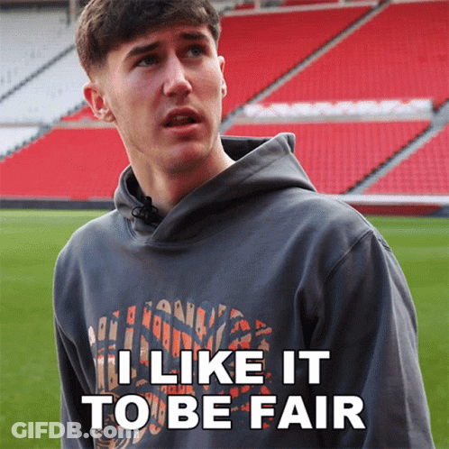 A Man Wearing A Hoodie That Says I Like It To Be Fair On It GIF