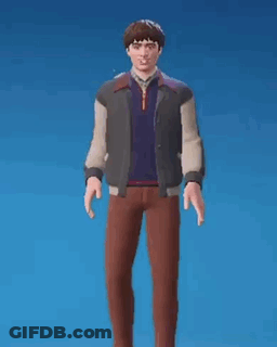 A Man Wearing A Jacket And Brown Pants Is Standing With His Arms Outstretched . GIF