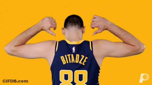 A Man Wearing A Jersey That Says Bitadze On The Back GIF