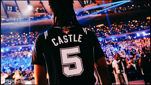A Man Wearing A Jersey That Says Castle 5 GIF