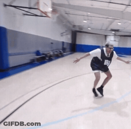 A Man Wearing A Jersey With The Letter B On It Is Playing Basketball GIF