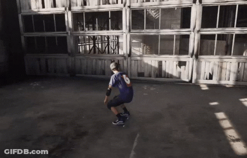 A Man Wearing A Jersey With The Number 16 On It Is Riding A Skateboard GIF