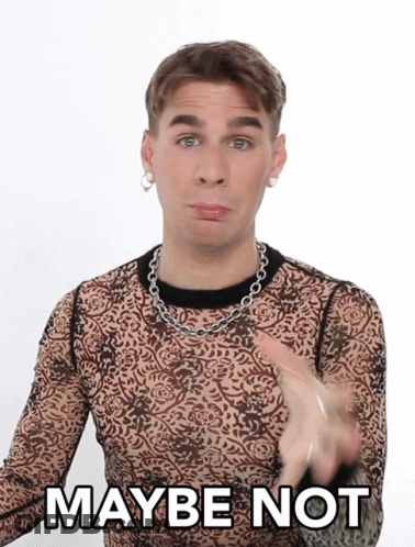 A Man Wearing A Leopard Print Shirt And A Chain Around His Neck Says " Maybe Not " GIF