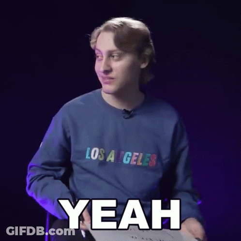 A Man Wearing A Los Angeles Sweatshirt Says " Yeah " GIF