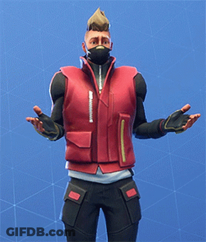 A Man Wearing A Mask And A Red Vest Is Standing With His Hands Outstretched GIF