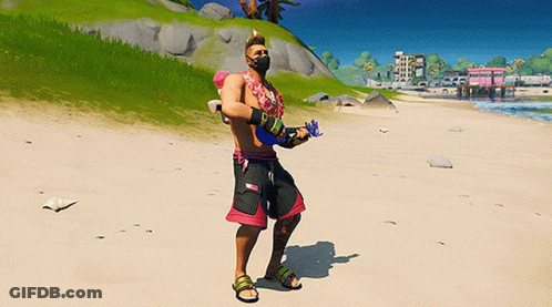 A Man Wearing A Mask Is Standing On The Beach GIF