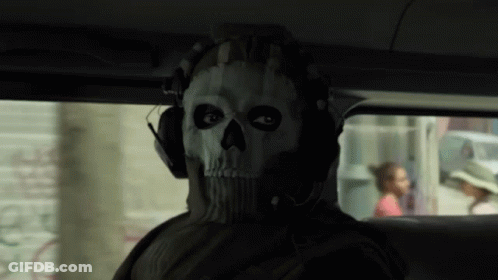 A Man Wearing A Mask With A Skull On It GIF