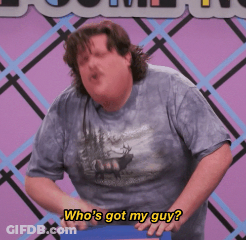 A Man Wearing A Moose T-Shirt Is Asking Who 'S Got My Guy GIF