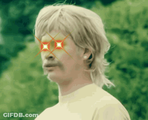 Man With Mullet Earrings Red Eyes Mustache GIF