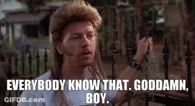 A Man Wearing A Mullet Is Standing In Front Of A Fence And Says Everybody Know That . GIF