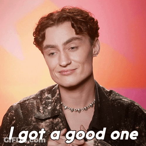 A Man Wearing A Necklace And A Jacket Says " I Got A Good One " GIF