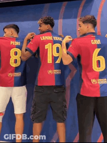 A Man Wearing A Number 19 Jersey Stands Next To Another Man Wearing A Number 6 Jersey GIF