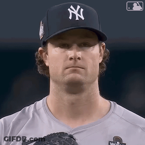 A Man Wearing A Ny Hat And A Nike Shirt GIF