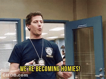 NYPD Badge Man Saying We 'Re Becoming Homies GIF
