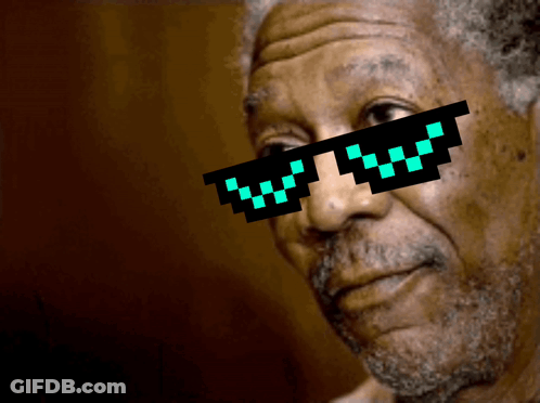A Man Wearing A Pair Of Pixelated Sunglasses Looks At The Camera GIF