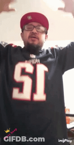 A Man Wearing A Patriots Jersey With The Number 51 GIF