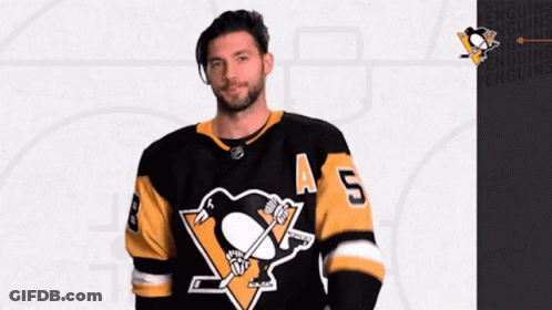 A Man Wearing A Penguins Jersey With The Number 5 GIF