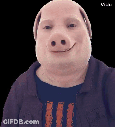 A Man Wearing A Pig Mask And A Shirt That Says ' Ii ' GIF
