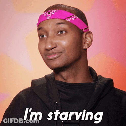 Man In Pink Headband And Black Hoodie Says I'm Starving GIF