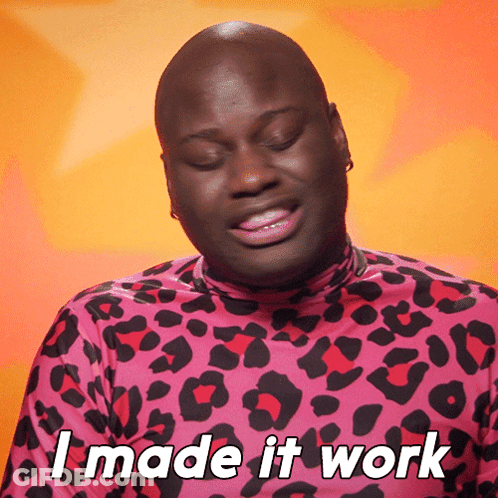 A Man Wearing A Pink Leopard Print Shirt Says I Made It Work GIF