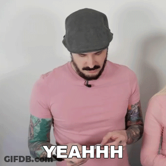A Man Wearing A Pink Shirt And A Gray Hat Says Yeahh GIF