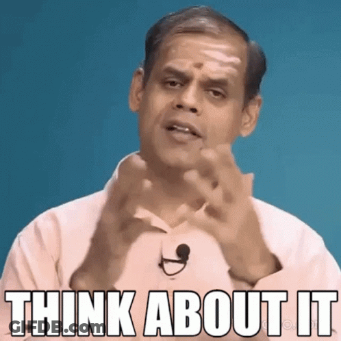 A Man Wearing A Pink Shirt And A Microphone Is Making A Funny Face And Saying `` Think About It '' . GIF
