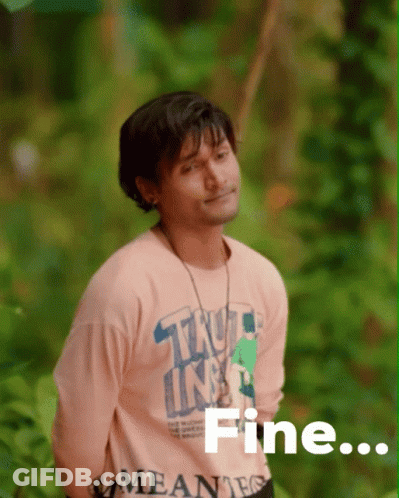 A Man Wearing A Pink Shirt That Says " Fine " GIF