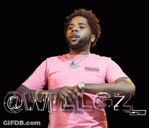 A Man Wearing A Pink Shirt That Says Palacitos On It GIF