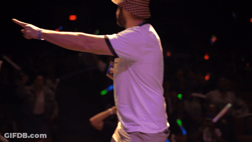 A Man Wearing A Plaid Hat And A White Shirt Is Pointing GIF