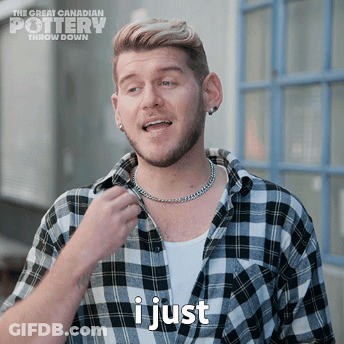 A Man Wearing A Plaid Shirt And A Chain Around His Neck Says I Just GIF