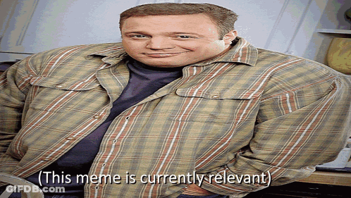 A Man Wearing A Plaid Shirt Is Smiling With The Caption " This Meme Is Currently Relevant " GIF