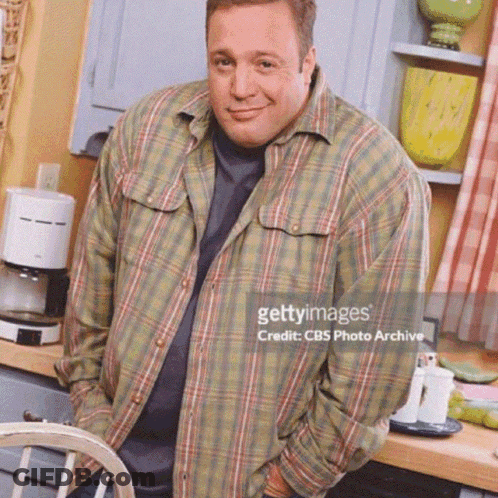 A Man Wearing A Plaid Shirt Is Standing In A Kitchen GIF
