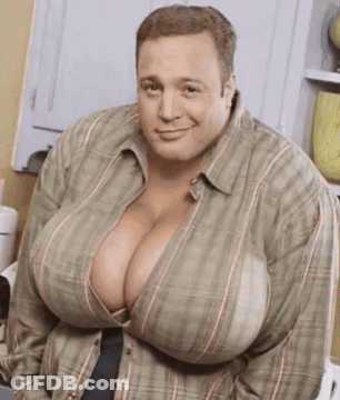 A Man Wearing A Plaid Shirt With Very Large Breasts GIF