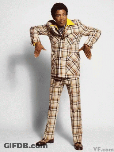 A Man Wearing A Plaid Suit Is Standing With His Hands On His Hips GIF