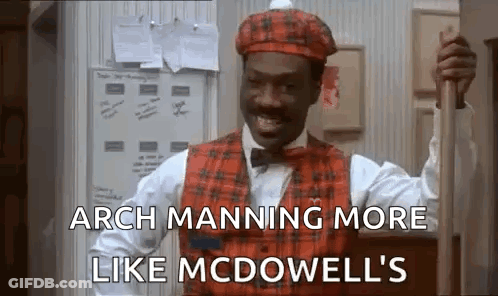 A Man Wearing A Plaid Vest And Hat Is Holding A Cane . GIF