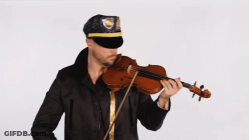 A Man Wearing A Police Hat Plays A Violin GIF