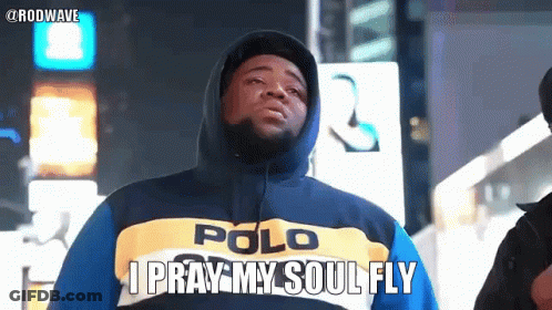 A Man Wearing A Polo Hoodie Is Praying His Soul Fly GIF