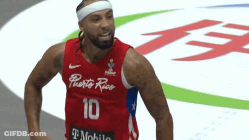 A Man Wearing A Puerto Rico Jersey With The Number 10 GIF
