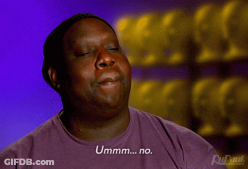 A Man Wearing A Purple Shirt Says " Ummm No " GIF