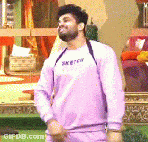 Man Dancing In Purple Sketch Sweater GIF