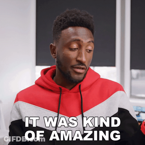A Man Wearing A Red And White Hoodie Says It Was Kind Of Amazing GIF