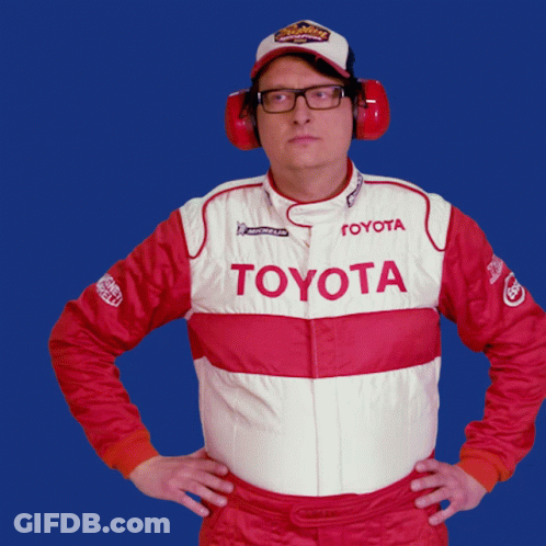 A Man Wearing A Red And White Toyota Uniform GIF