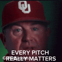 A Man Wearing A Red Baseball Cap With A U On It Says Every Pitch Really Matters GIF