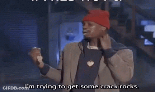 A Man Wearing A Red Beanie And A Brown Jacket Is Saying I 'M Trying To Get Some Crack Rocks GIF
