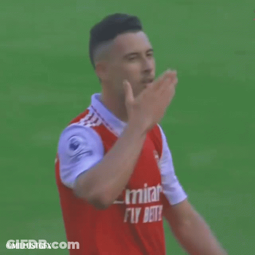 A Man Wearing A Red Emirates Fly Better Jersey GIF