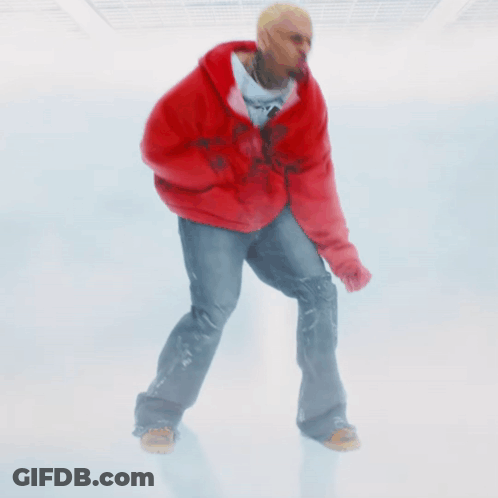 A Man Wearing A Red Hoodie And Jeans Is Standing On A White Background GIF