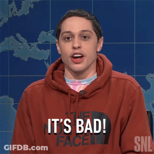 A Man Wearing A Red Hoodie That Says It 'S Bad On It GIF