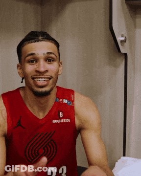 A Man Wearing A Red Jersey That Says Brightside GIF
