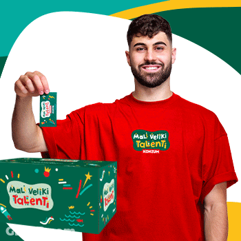 A Man Wearing A Red Mali Veliki Talenti T-Shirt GIF